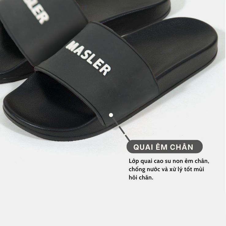  Dép quai ngang nam nữ Unisex Slipper M Masler-MT màu đen trắng có lớp đế chống trơn trượt và quai êm chân MT6 