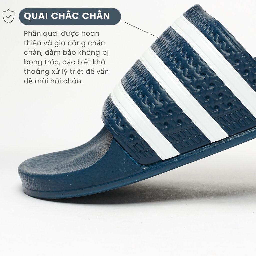  Dép quai ngang nam nữa Unisex Slipper M Masler-MT 3 sọc xanh navy với đế chống trượt và quai êm chân NV2 