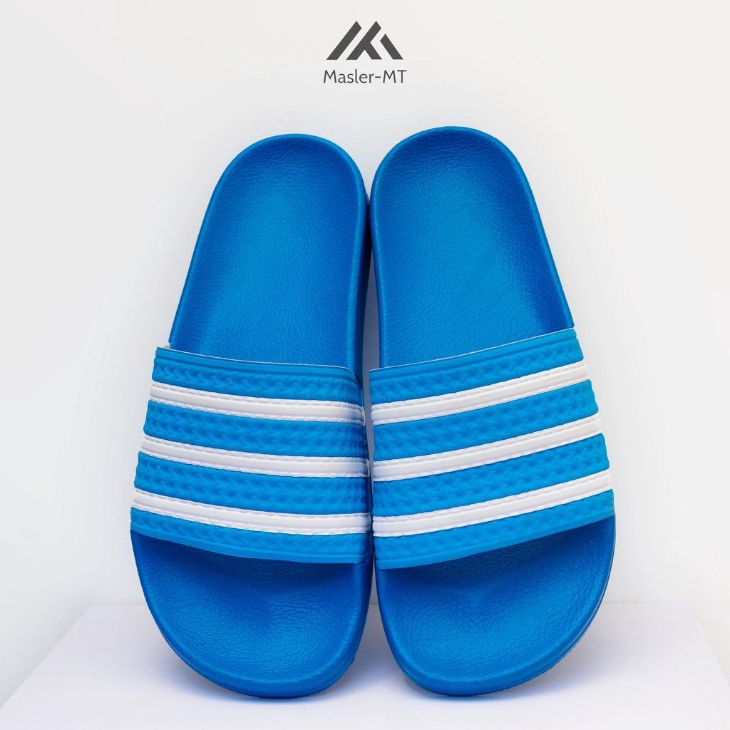  Dép quai ngang nam nữ Unisex Slipper M Masler-MT màu xanh dương sọc trắng với lớp đế chống nước bền bỉ XD 