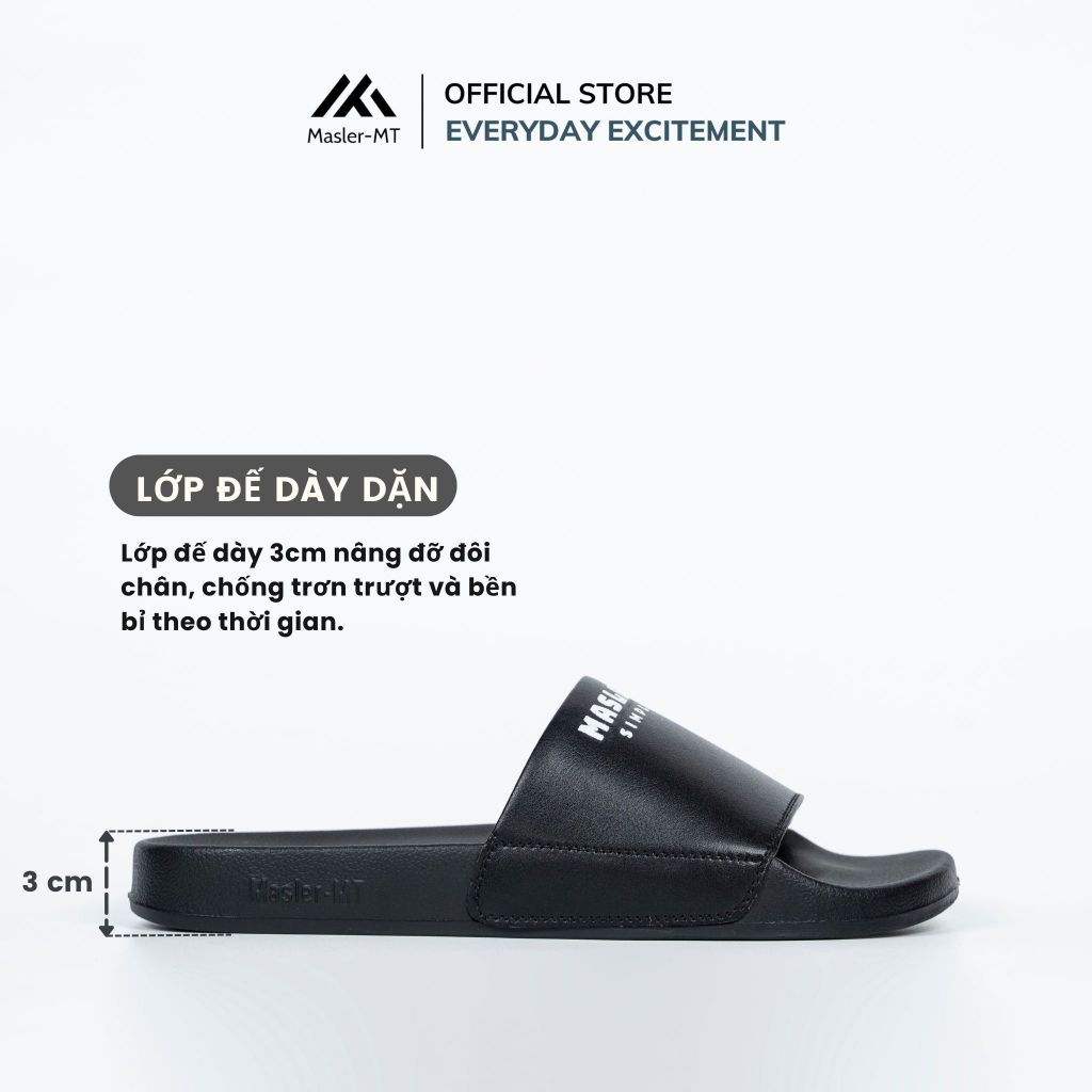  Dép da quai ngang nam nữ Unisex Slipper M Masler-MT màu đen với lớp đế chống trượt và lớp quai êm MT4 