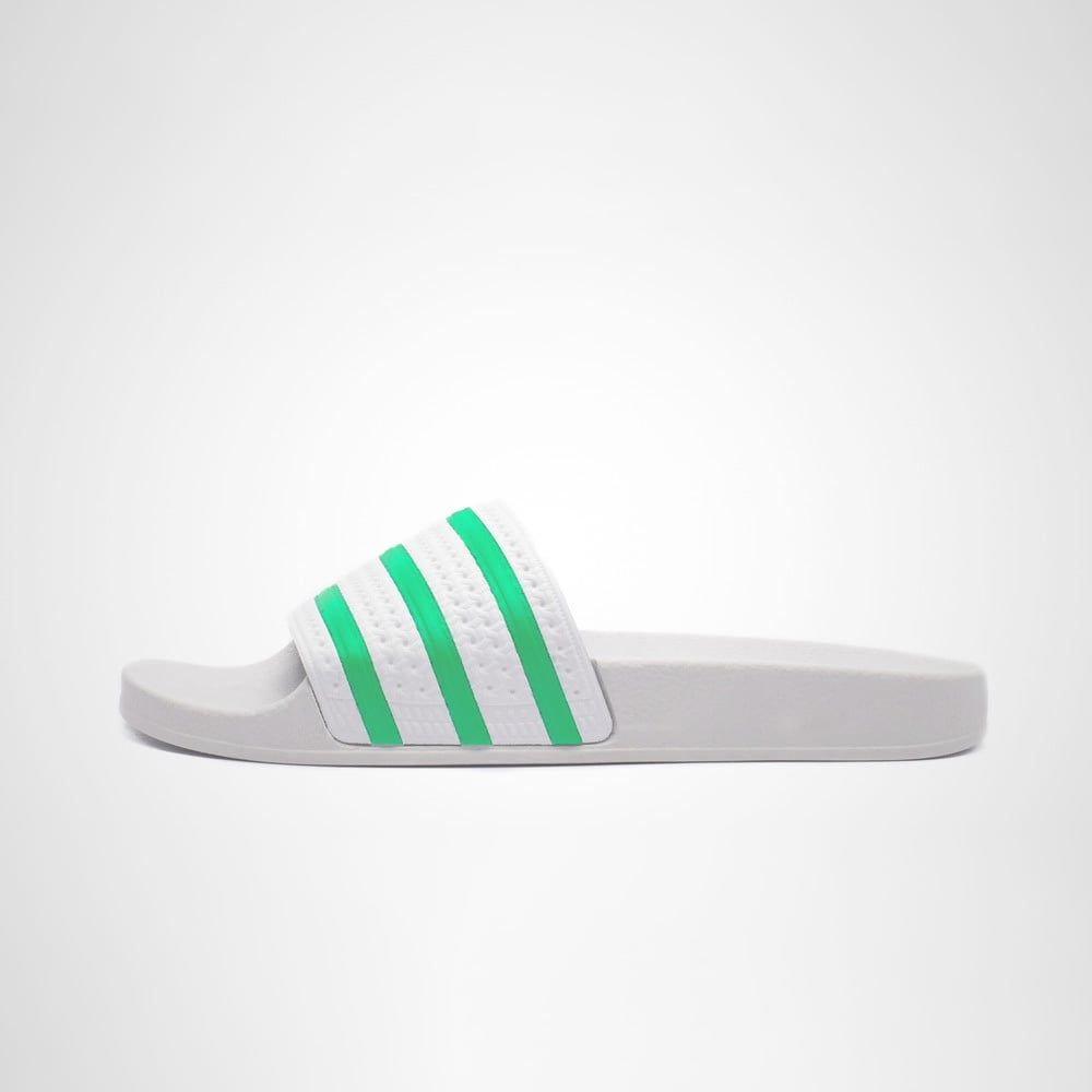  Dép quai ngang nam nữ Unisex Slipper M Masler-MT màu trắng sọc xanh lá có lớp đế dễ vệ sinh, chống trượt TSL 