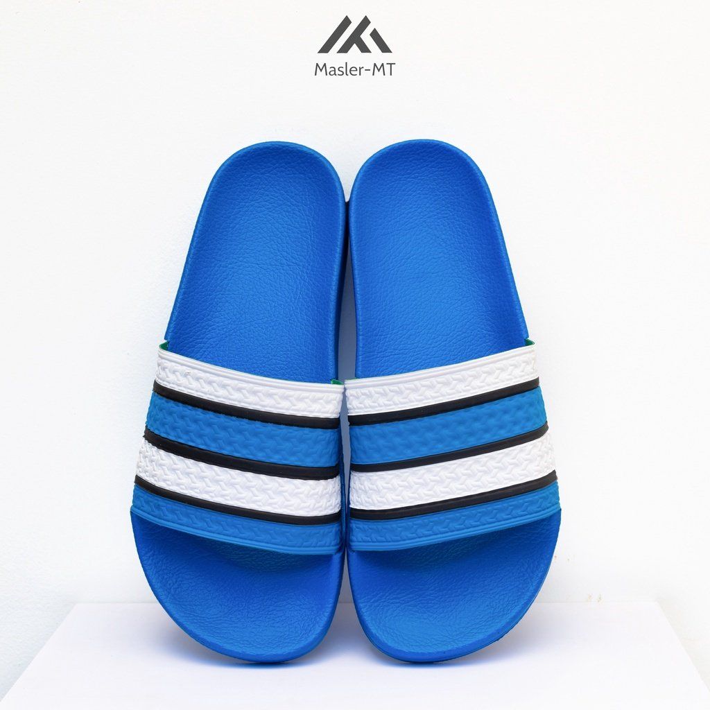  Dép quai ngang nam nữ Unisex Slipper M Masler MT 3 sọc màu xanh dương 4 sọc trắng với lớp đế chống trượt XD4 