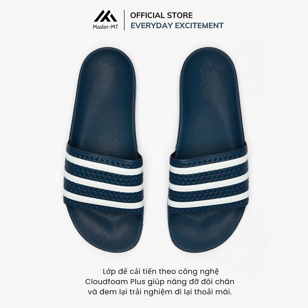  Dép quai ngang nam nữa Unisex Slipper M Masler-MT 3 sọc xanh navy với đế chống trượt và quai êm chân NV2 