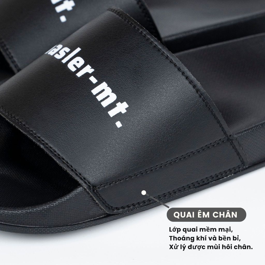  Dép da quai ngang nam nữ Unisex Slipper M Masler-MT màu đen có lớp đế êm chân thoải mái, bền bỉ và siêu nhẹ MT2 