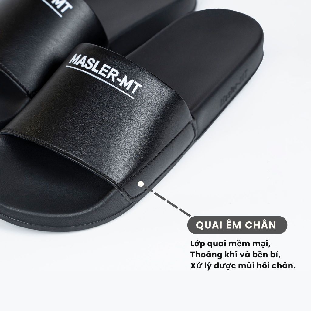  Dép da quai ngang nam nữ Unisex Slipper M Masler-MT màu đen với lớp đế IP chống trơn trượt và quai êm chân MT5 