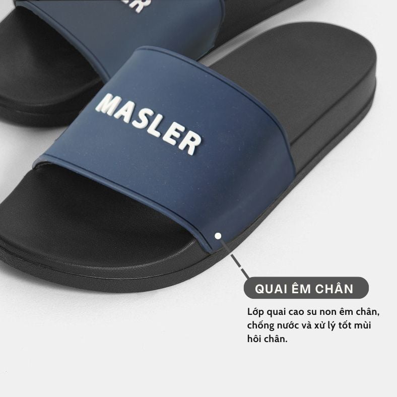  Dép quai ngang nam nữ Unisex Slipper M Masler-MT màu navy với đế chống trơn trượt và lớp quai thoáng khí MT9 