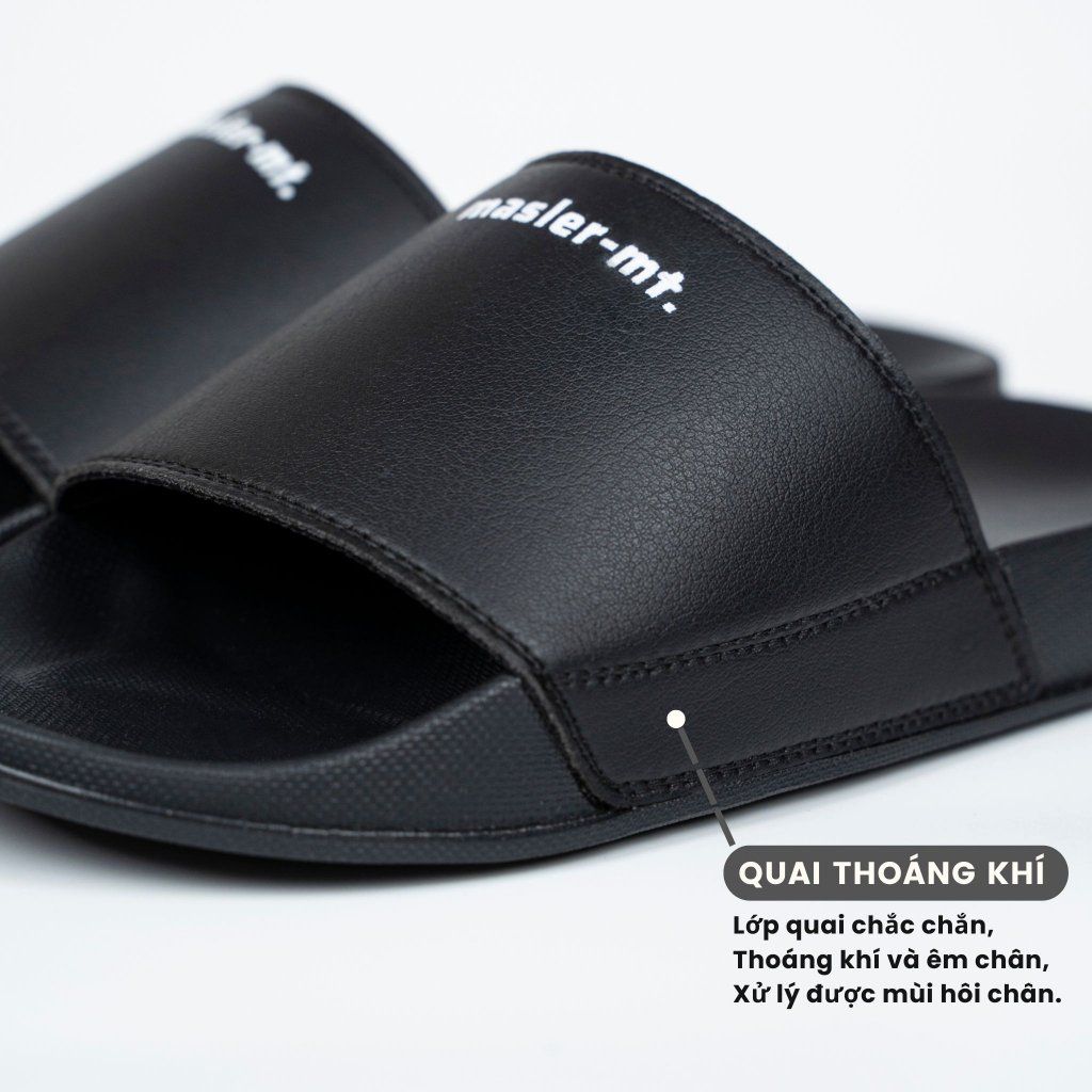 Dép da quai ngang nam nữ Unisex Slipper M Masler-MT màu đen với quai thoáng khí và lớp đế bền bỉ chống trơn MT1 