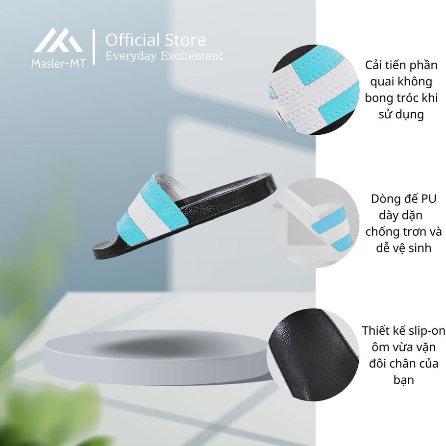  Dép quai ngang nam nữ Unisex Slipper M Masler-MT cờ đan mạch xanh lam với lớp đế chống trượt DMLM 