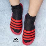  Dép quai ngang nam nữ Unisex Slipper M Masler MT màu đỏ sọc đen với lớp quai êm chân và đế chống nước DSD 