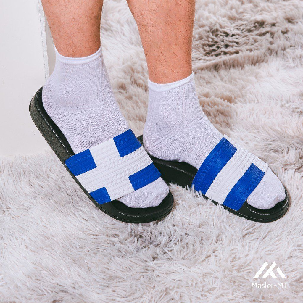  Dép quai ngang nam nữ Unisex Slipper M Masler-MT cờ đan mạch xanh dương với lớp đế chống trơn DMXD 