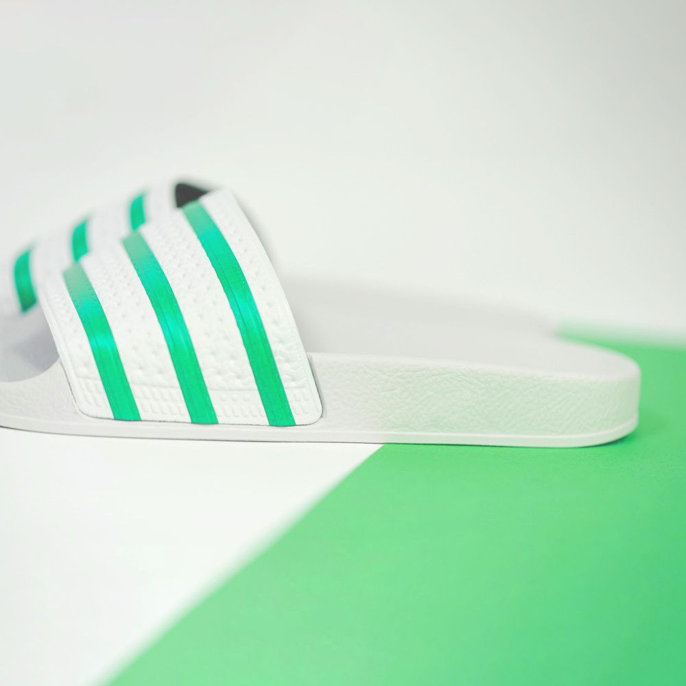  Dép quai ngang nam nữ Unisex Slipper M Masler-MT màu trắng sọc xanh lá có lớp đế dễ vệ sinh, chống trượt TSL 