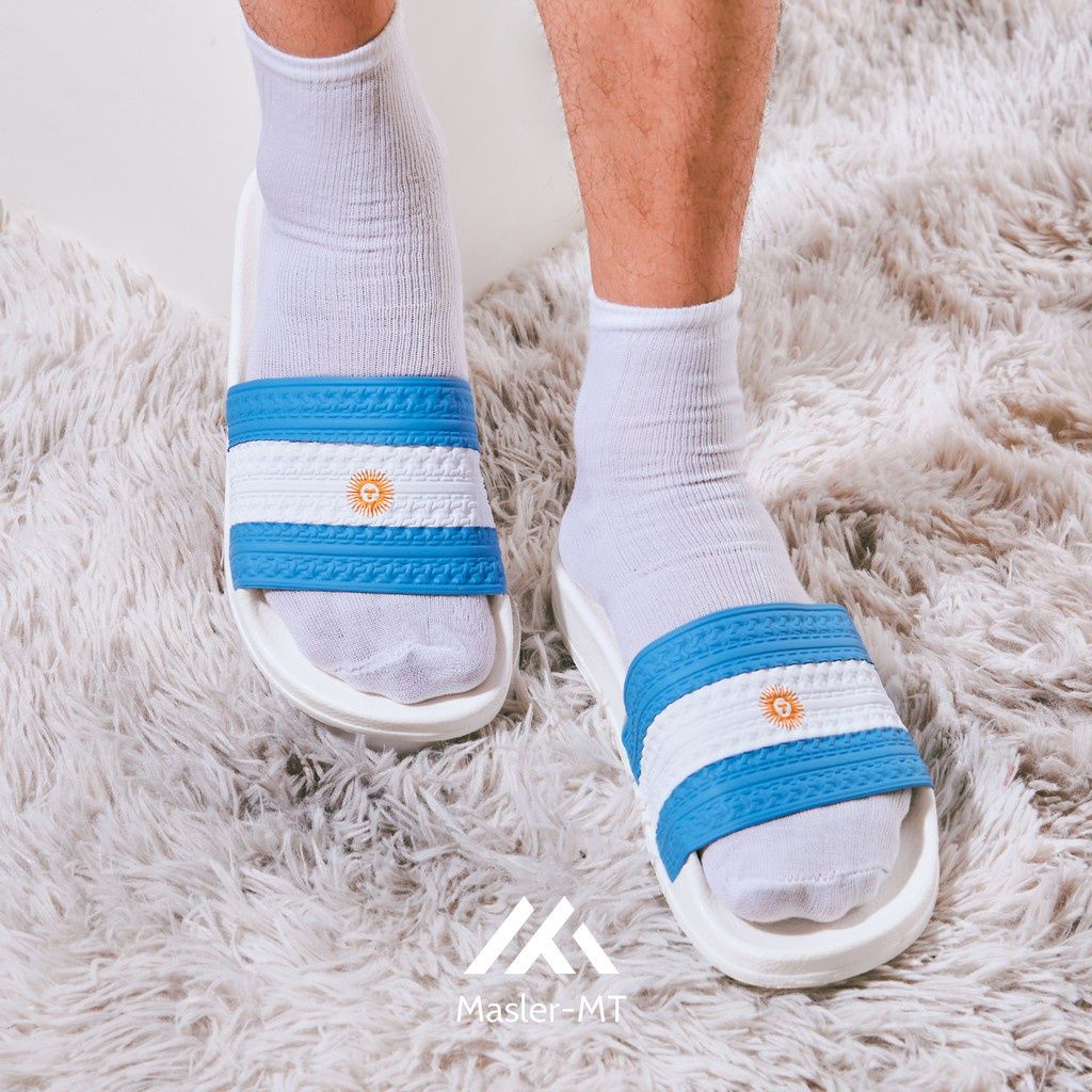  Dép quai ngang nam nữ Unisex Slipper M Masler-MT cờ Argentina với lớp đế chống nước và quai êm chân ARG 