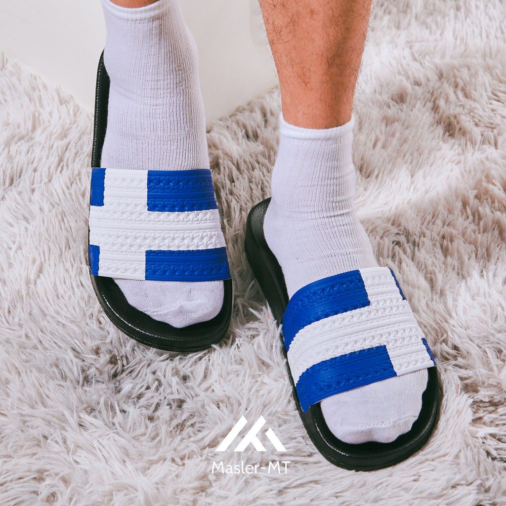  Dép quai ngang nam nữ Unisex Slipper M Masler-MT cờ đan mạch xanh dương với lớp đế chống trơn DMXD 
