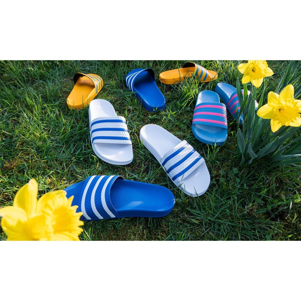  Dép quai ngang nam nữ Unisex Slipper M Masler-MT màu trắng sọc xanh dương với lớp quai đế êm chân TSD 