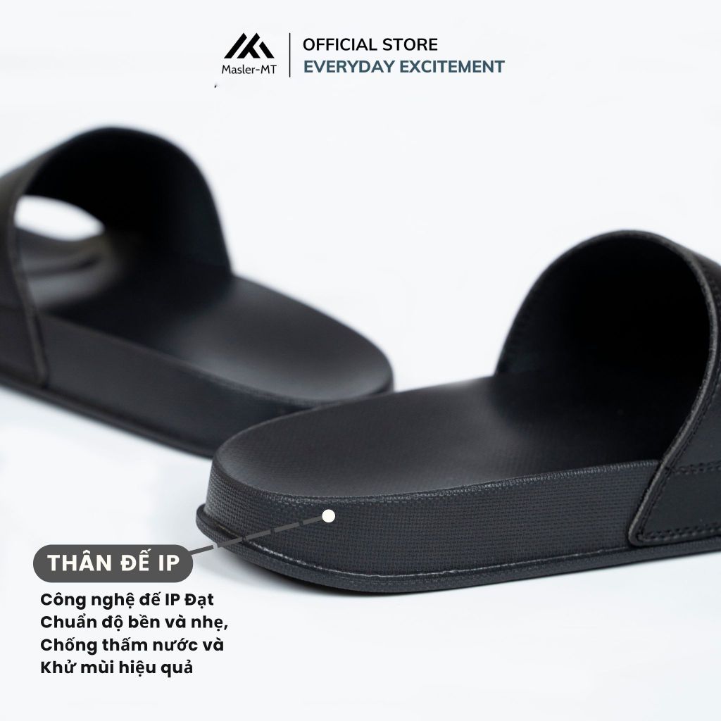  Dép da quai ngang nam nữ Unisex Slipper M Masler-MT màu đen với quai thoáng khí và lớp đế bền bỉ chống trơn MT1 