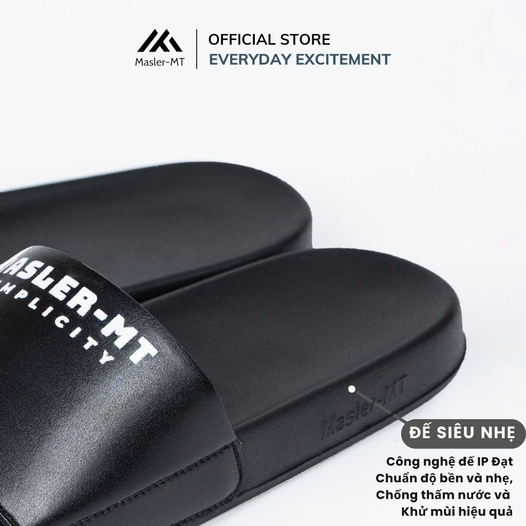  Dép da quai ngang nam nữ Unisex Slipper M Masler-MT màu đen với lớp đế chống trượt và lớp quai êm MT4 