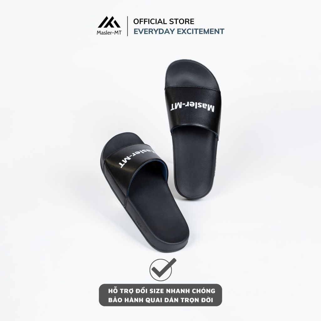  Dép da quai ngang nam nữ Unisex Slipper M Masler-MT màu đen với lớp quai êm chân và đế chống trơn chống nước MT3 