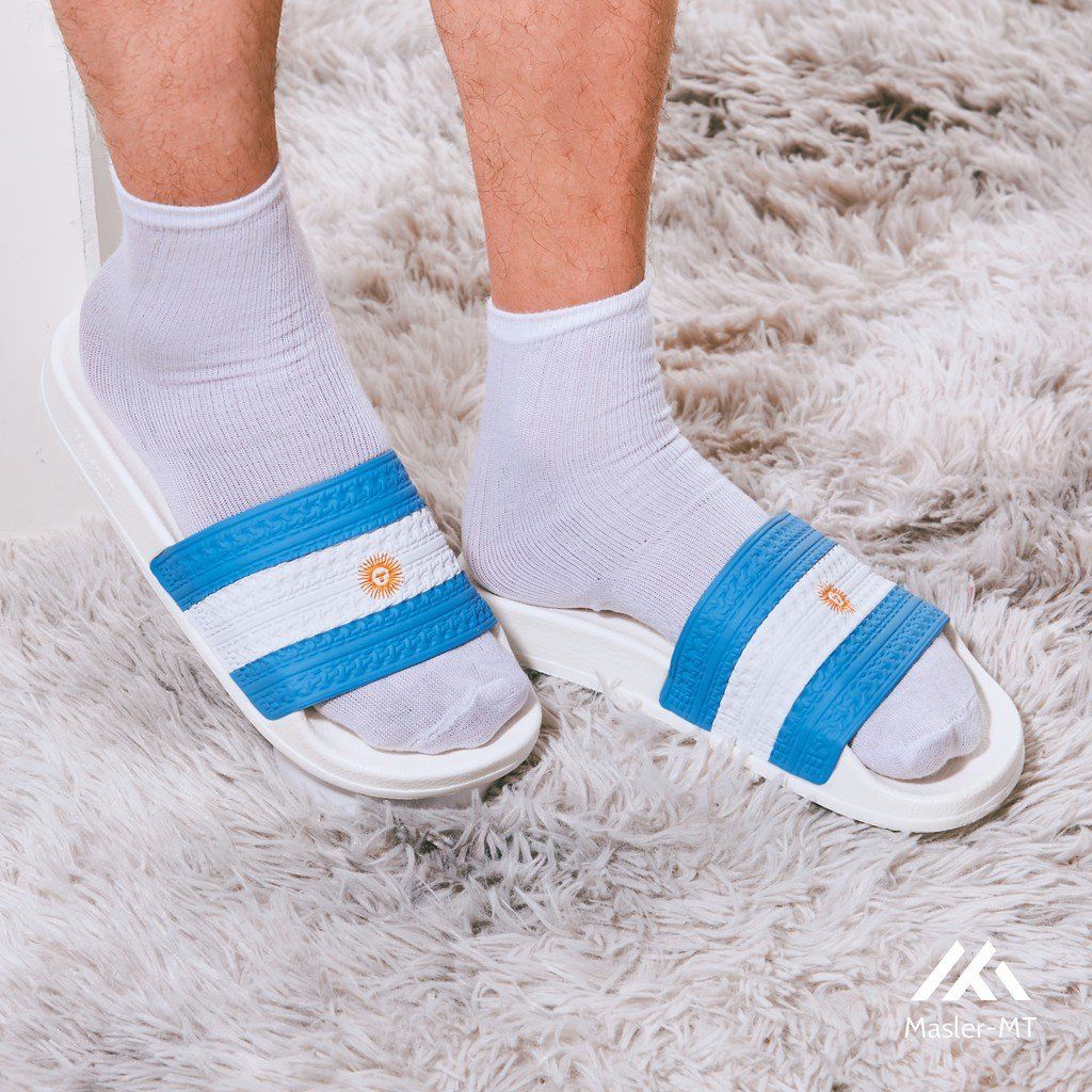  Dép quai ngang nam nữ Unisex Slipper M Masler-MT cờ Argentina với lớp đế chống nước và quai êm chân ARG 