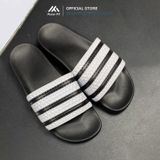  Dép quai ngang nam nữ Unisex Slipper M Masler-MT 3 sọc đen trắng với đế chống trơn và quai êm chân TD2 