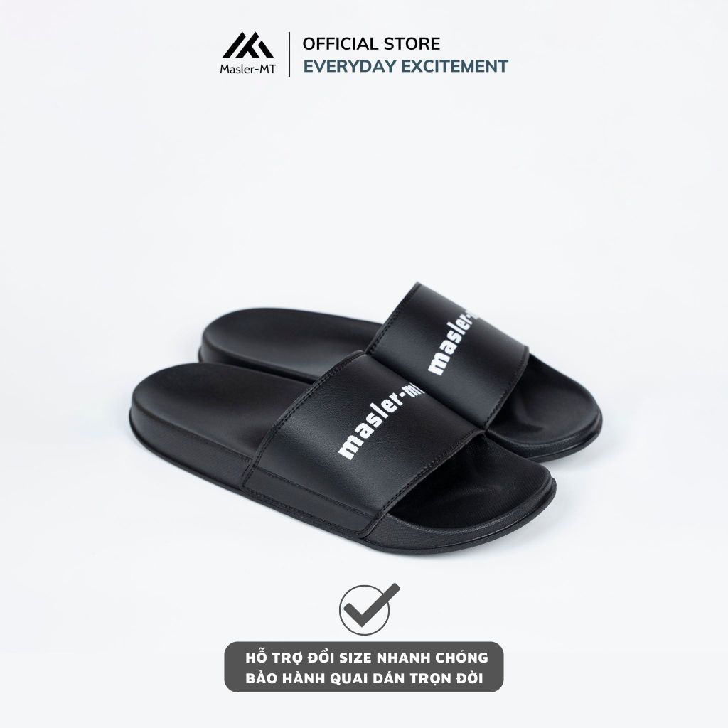  Dép da quai ngang nam nữ Unisex Slipper M Masler-MT màu đen có lớp đế êm chân thoải mái, bền bỉ và siêu nhẹ MT2 