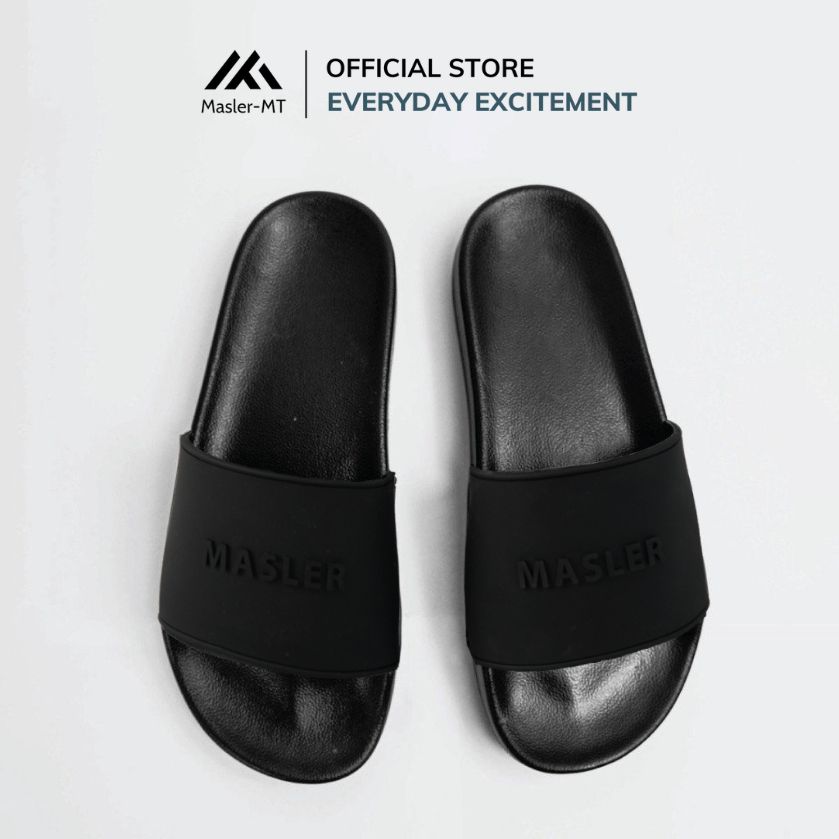  Dép quai ngang nam nữ Unisex Slipper M Masler-MT màu đen với lớp đế chống trượt và lớp quai êm chân MT7 