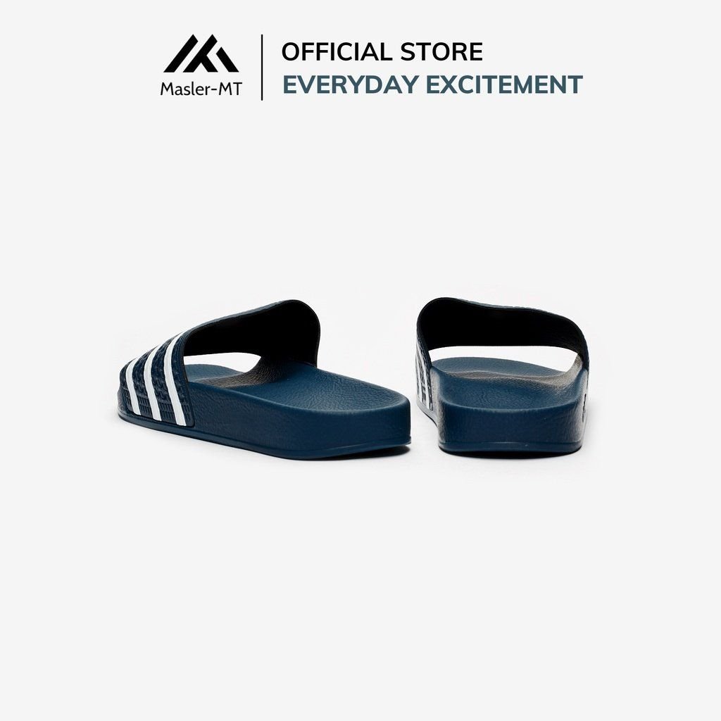  Dép quai ngang nam nữa Unisex Slipper M Masler-MT 3 sọc xanh navy với đế chống trượt và quai êm chân NV2 
