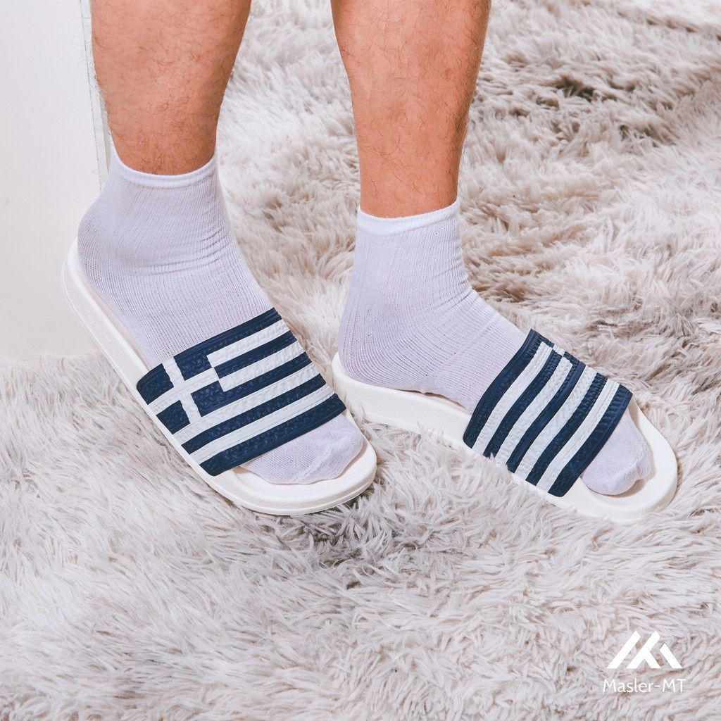  Dép quai ngang nam nữ  Unisex Slipper cờ Hy Lạp với thiết kế đế chống trượt và lớp quai êm chân HL 