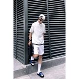  Dép quai ngang nam nữ Unisex Slipper M Masler-MT màu navy với đế chống trơn trượt và lớp quai thoáng khí MT9 