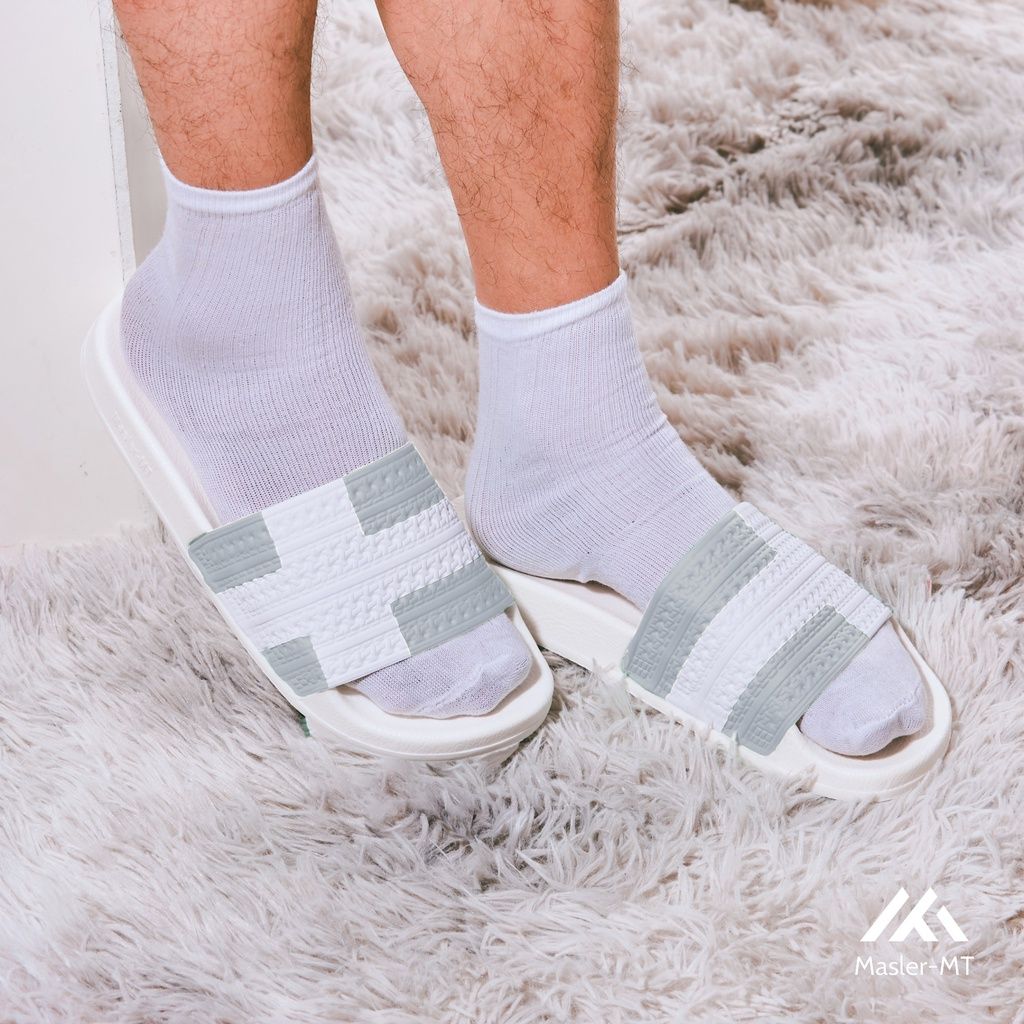  Dép quai ngang nam nữ Unisex Slipper M Masler-MT cờ đan mạch xám với lớp đế chống trượt và quai êm chân DMX 