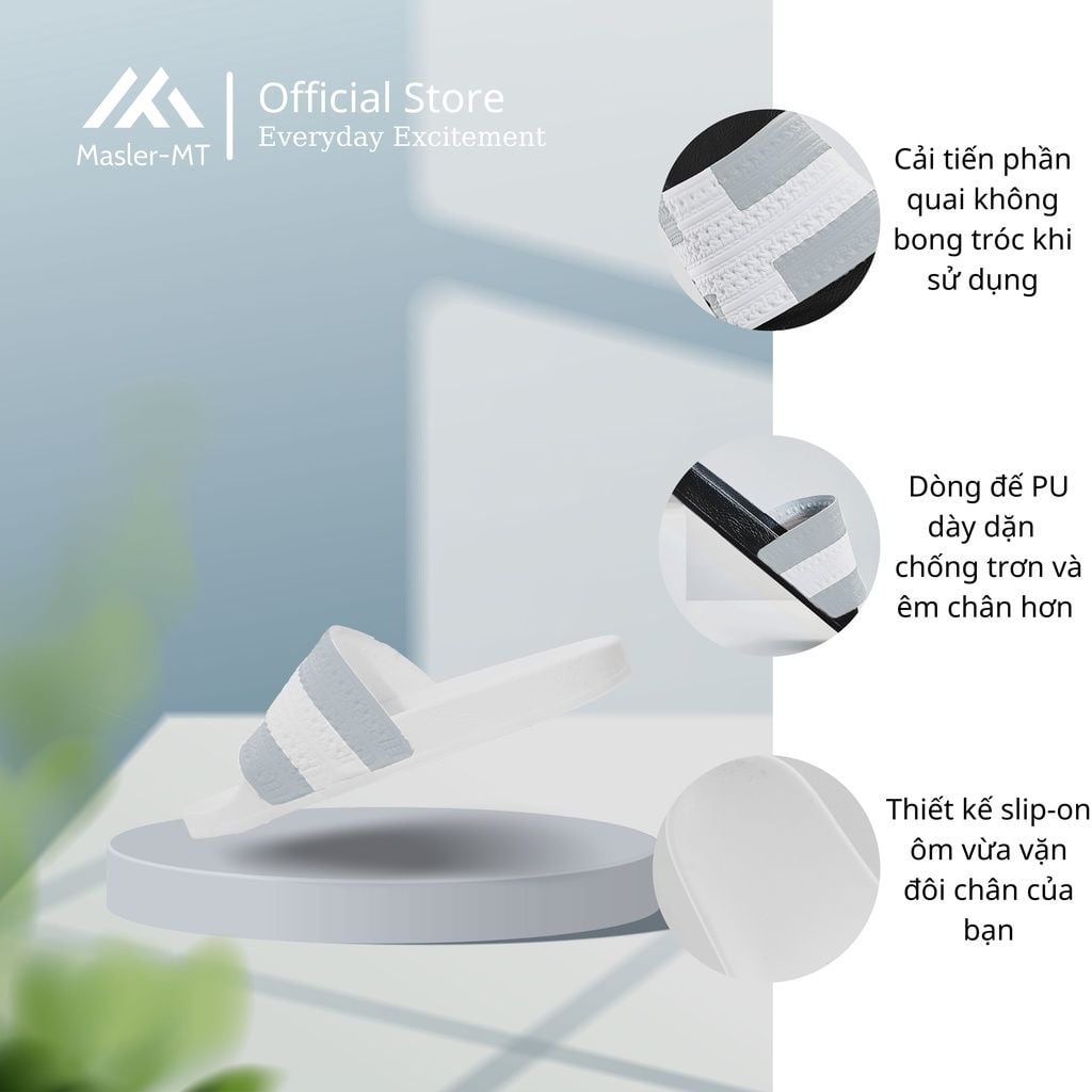  Dép quai ngang nam nữ Unisex Slipper M Masler-MT cờ đan mạch xám với lớp đế chống trượt và quai êm chân DMX 