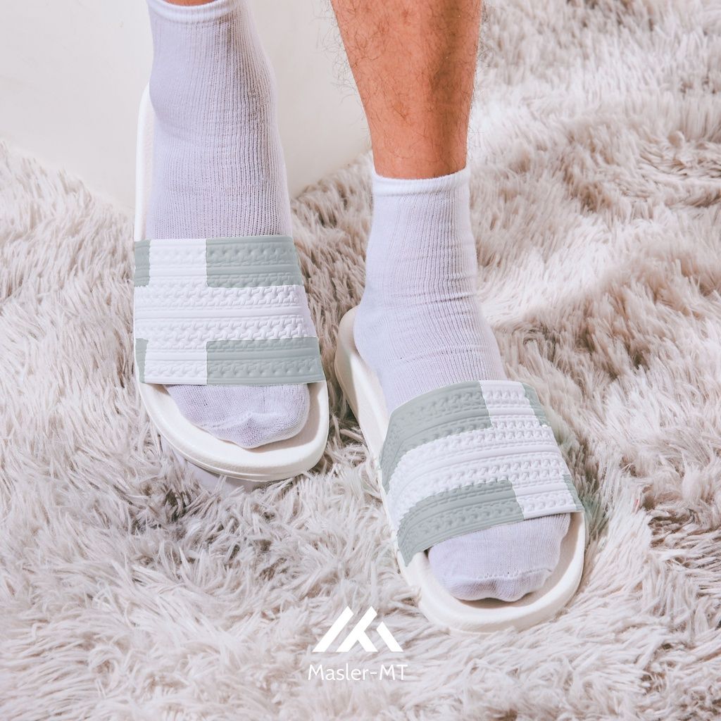  Dép quai ngang nam nữ Unisex Slipper M Masler-MT cờ đan mạch xám với lớp đế chống trượt và quai êm chân DMX 