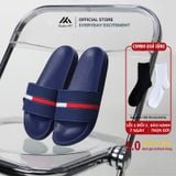  Dép quai ngang nam nữ Unisex Slipper M Masler-MT màu đỏ sọc trắng, thiết kế đế chống trơn trượt và lớp quai êm chân TM 