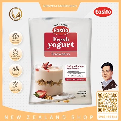 Bột làm sữa chua tươi Hy Lạp vị dâu tây Easiyo Fresh Yogurt Strawberry 230g