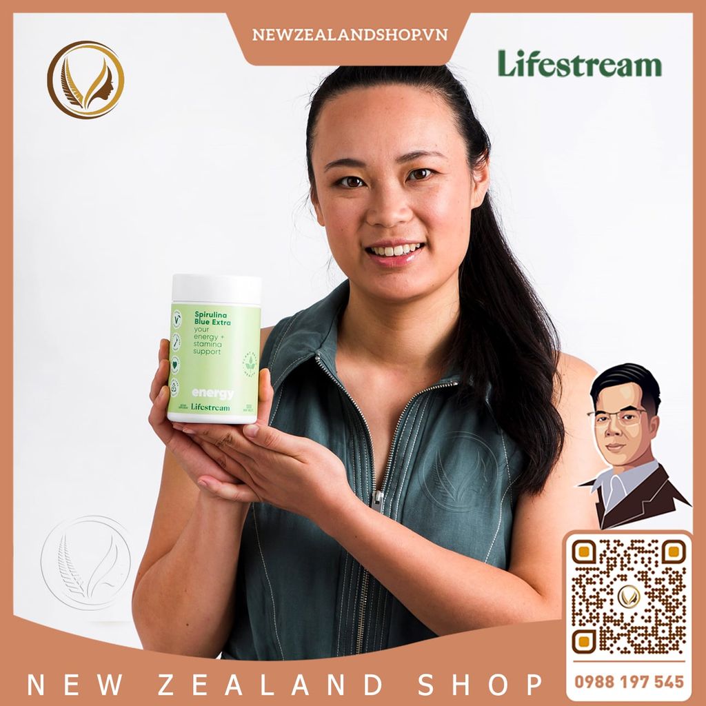 Viên uống tảo xoắn bổ sung vitamin khoáng chất Lifestream Spirulina Blue Extra 200 viên