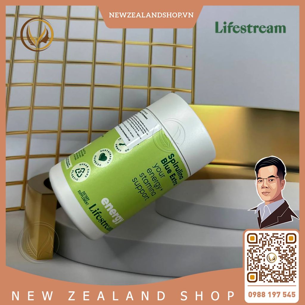 Viên uống tảo xoắn bổ sung vitamin khoáng chất Lifestream Spirulina Blue Extra 200 viên