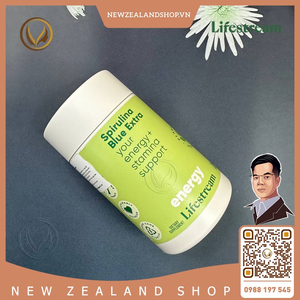 Viên uống tảo xoắn bổ sung vitamin khoáng chất Lifestream Spirulina Blue Extra 200 viên