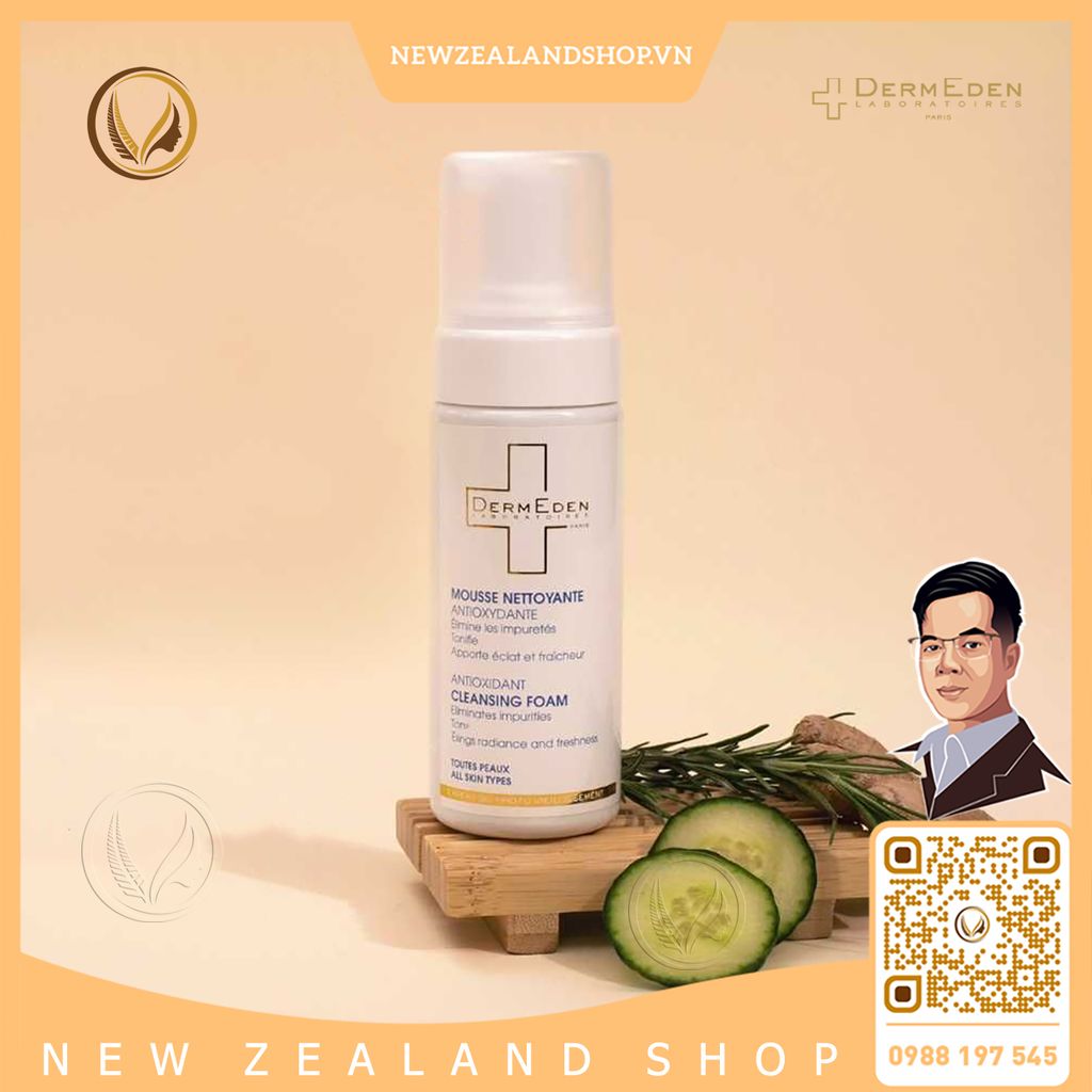 Sữa rửa mặt chống oxy hóa dạng bọt DermEden Antioxydante Cleansing Foam 150ml