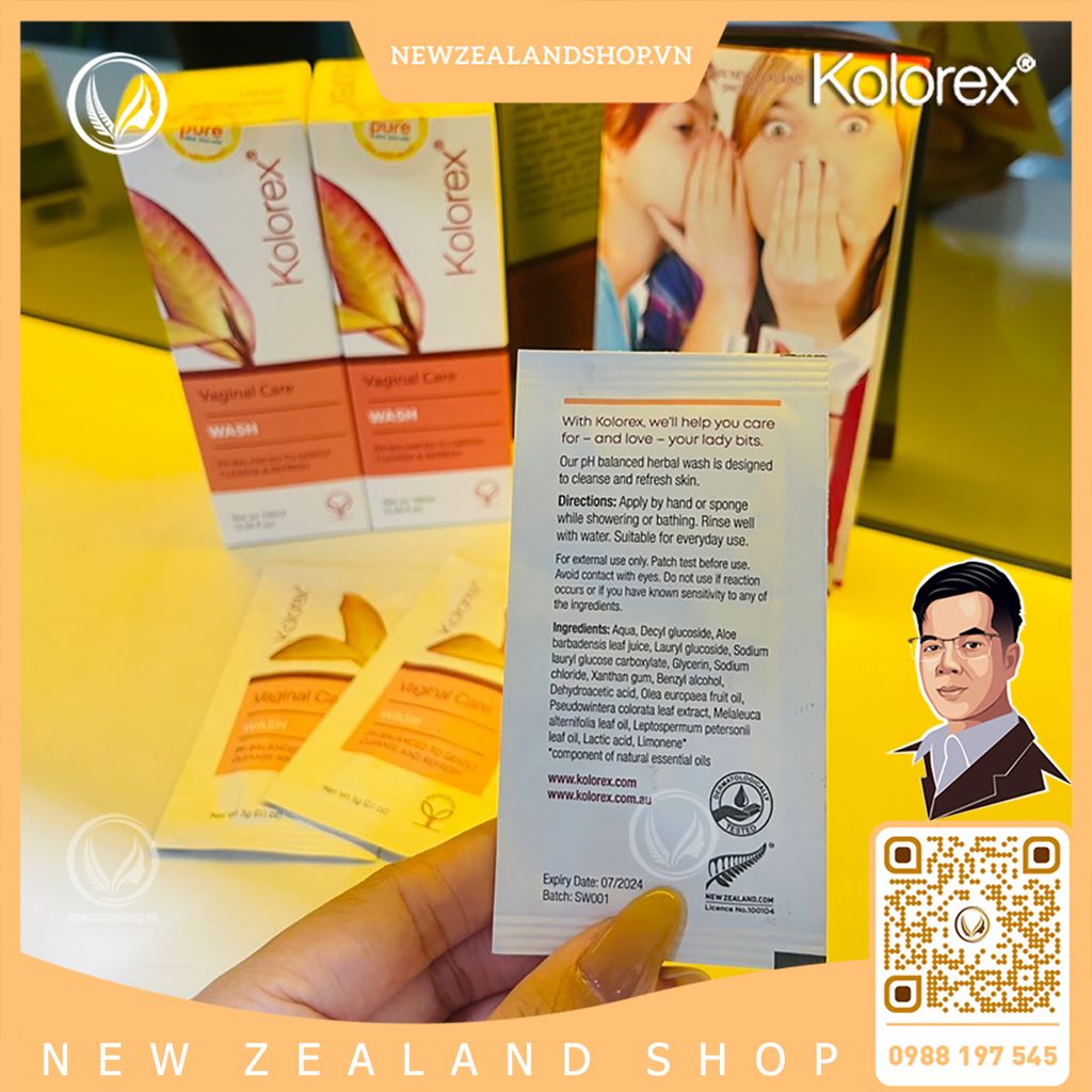 Dung dịch vệ sinh phụ nữ, nước rửa vùng kín Kolorex Vaginal Care Wash (gói 3gram)