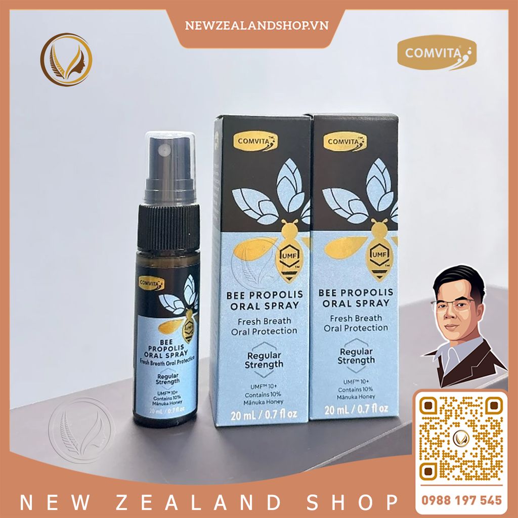 Xịt họng keo ong Comvita Bee Propolis Oral Spray Regular Strength 20ml