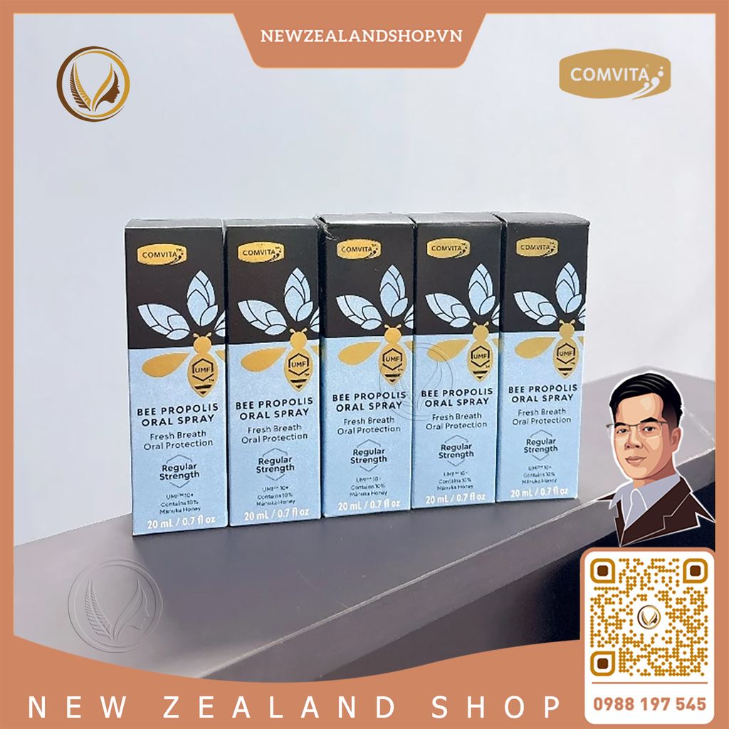 Xịt họng keo ong Comvita Bee Propolis Oral Spray Regular Strength 20ml