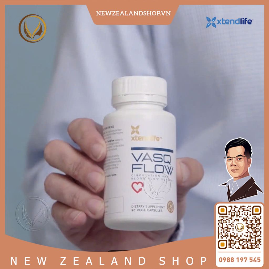 Viên uống lưu thông máu, tăng Nitric Oxide tự nhiên Xtend Life VasQFlow 90 viên