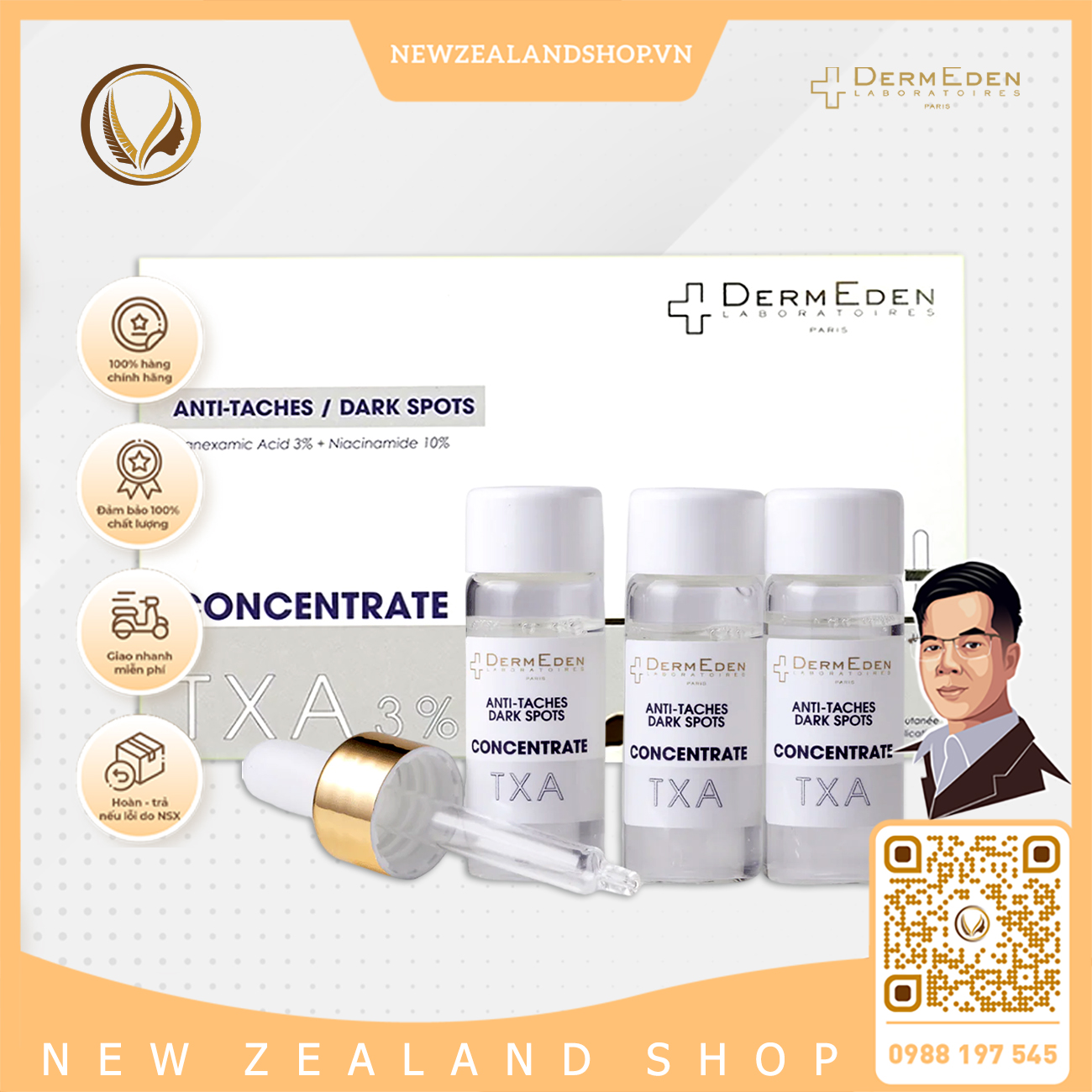 Tinh chất đặc trị nám, tàn nhang DermEden Concentrate Anti-Taches Dark Spots 30ml