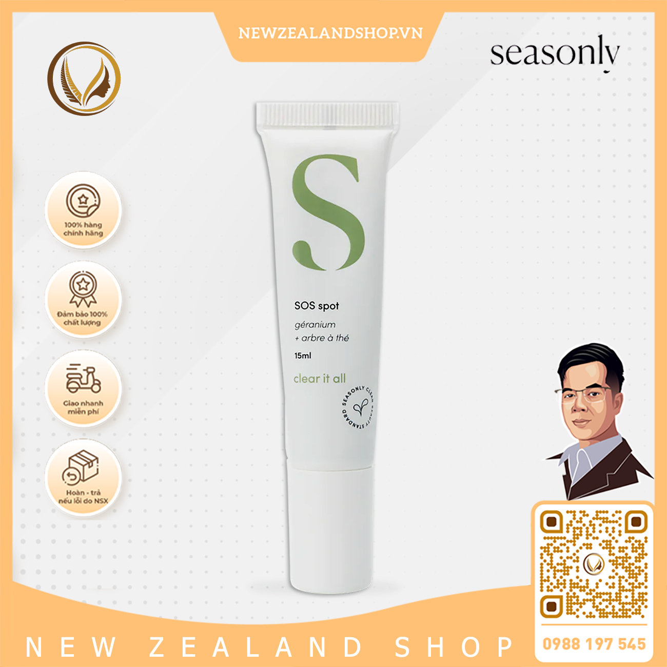 Gel trị mụn, xử lý tận gốc ngừa thâm sẹo Seasonly SOS Spot (Acne Gel) 15ml