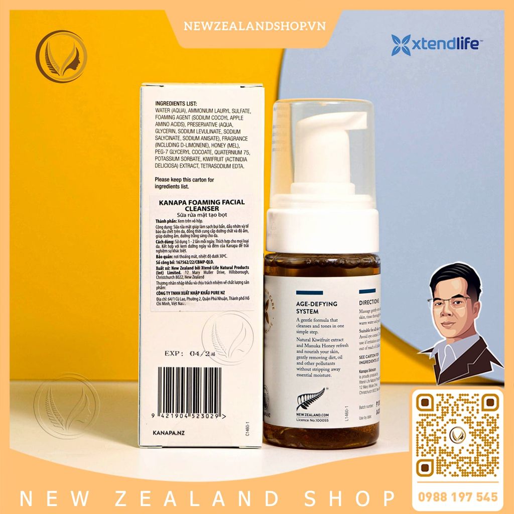 Sữa rửa mặt tạo bọt dành cho nam Xtend Life Kanapa Foaming Facial Cleanser For Men 100ml