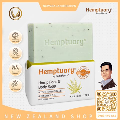 Xà phòng tắm và rửa mặt hạt gai dầu Hemptuary Hemp Face And Body Soap 100g