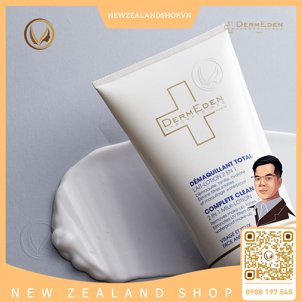 Lotion rửa mặt và tẩy trang 2 in 1 DermEden Complete Cleanser 2in1 Milk Lotion 150ml