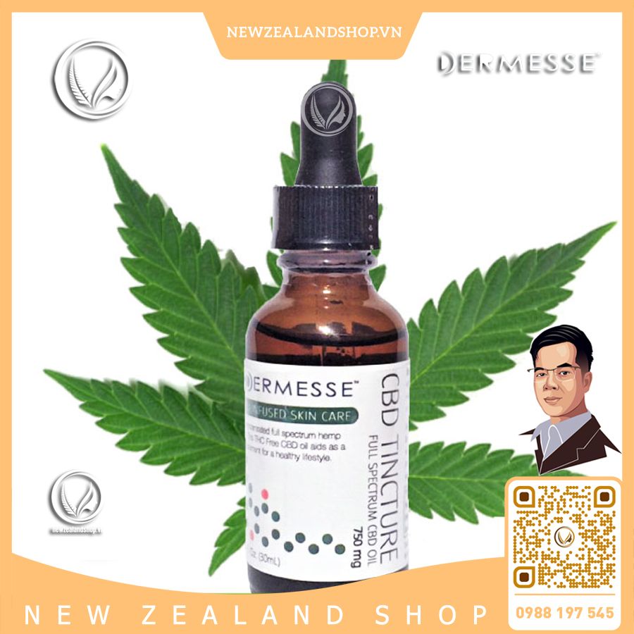 Cồn thuốc giúp giảm đau, chống co giật Dermesse CBD Tincture 750mg (30ml)