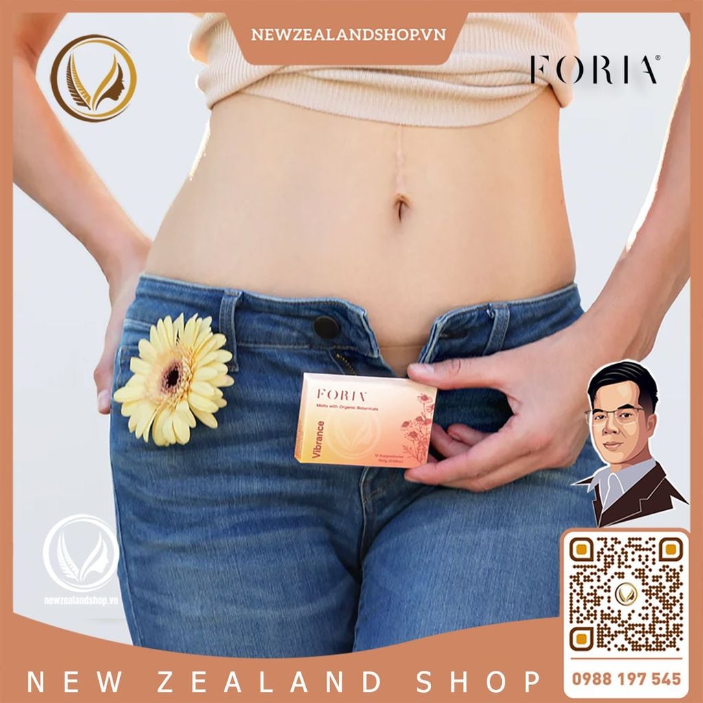 Viên đặt cấp ẩm, giảm khô hạn FORIA Vibrance Melts With Organic Botanicals 12 viên