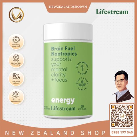 Viên uống tăng cường tập trung, tỉnh táo Lifestream Brain Fuel Nootropics 60 viên