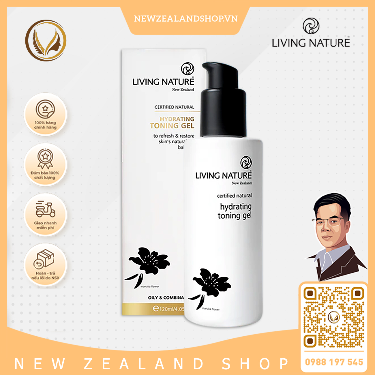 Gel dưỡng ẩm, kiểm soát nhờn Living Nature Hydrating Toning Gel 120ml